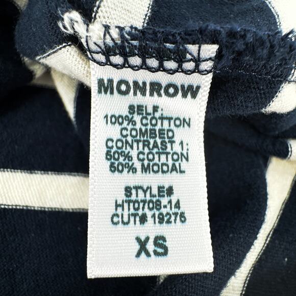 MONROW Stripe Tee in Navy & Cream XS - Picture 4 of 7